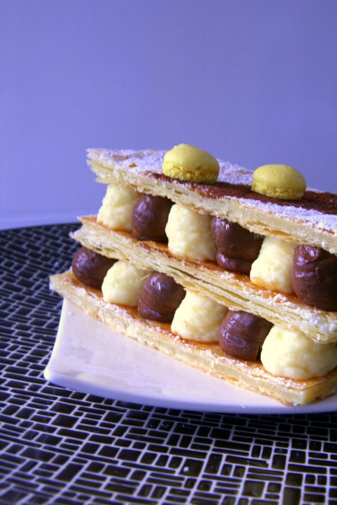 Millefeuille Sauternes-huile d'olive et chocolat-tonka