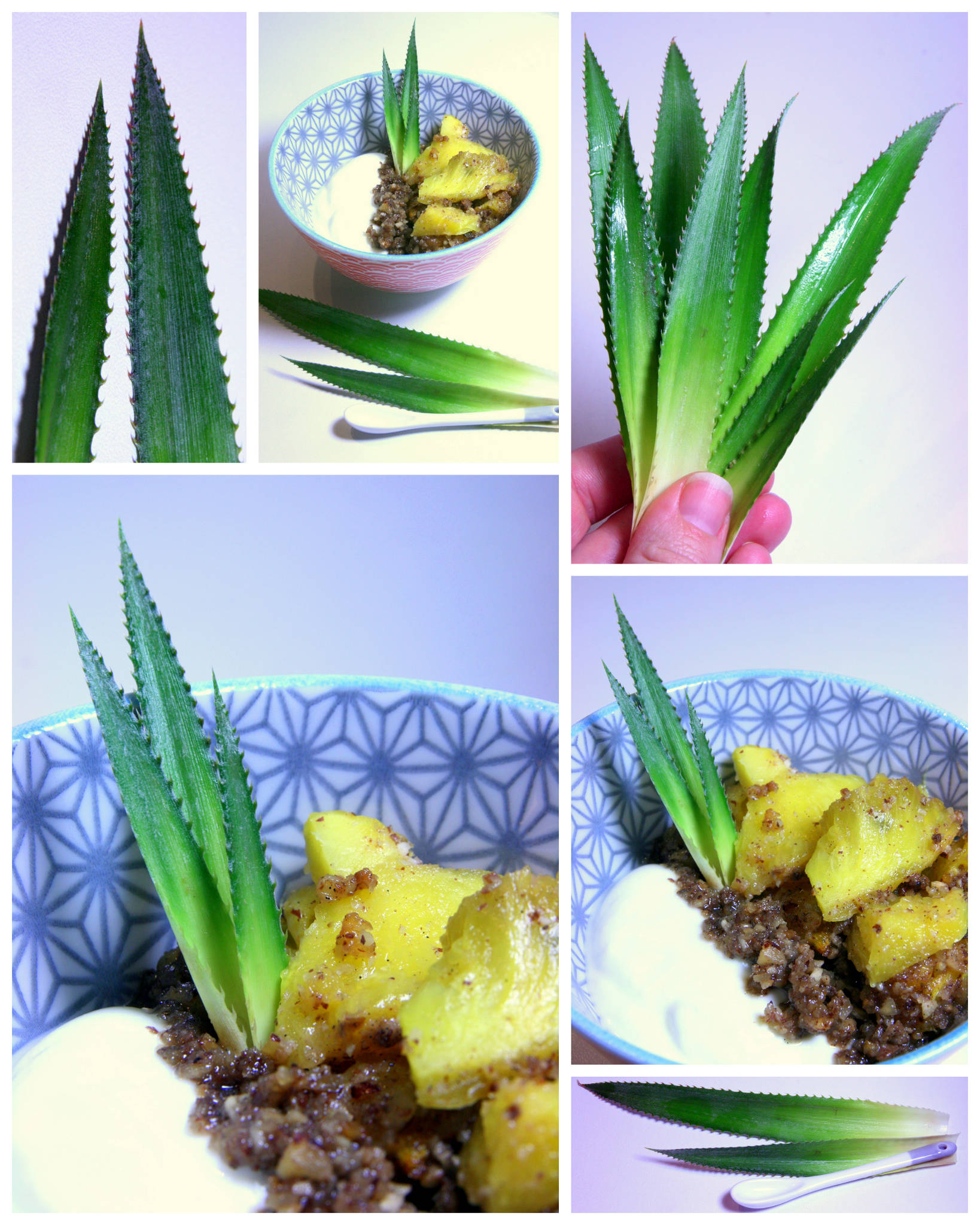 Ananas rôti aux noisettes, miel et vanille