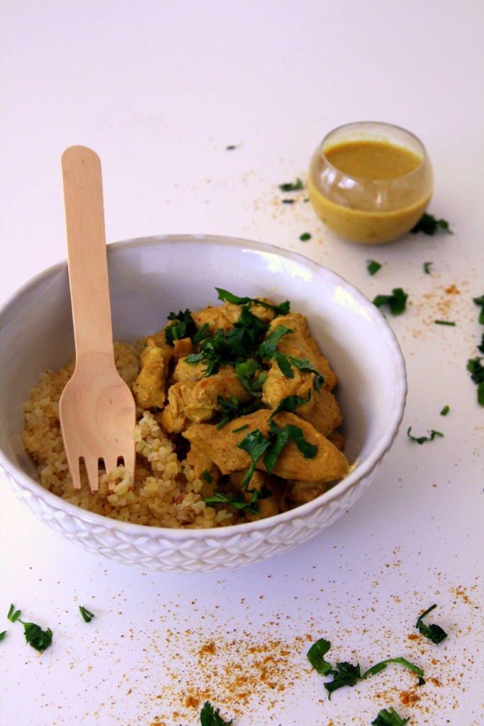 Emincé de dinde au curry et au lait de coco