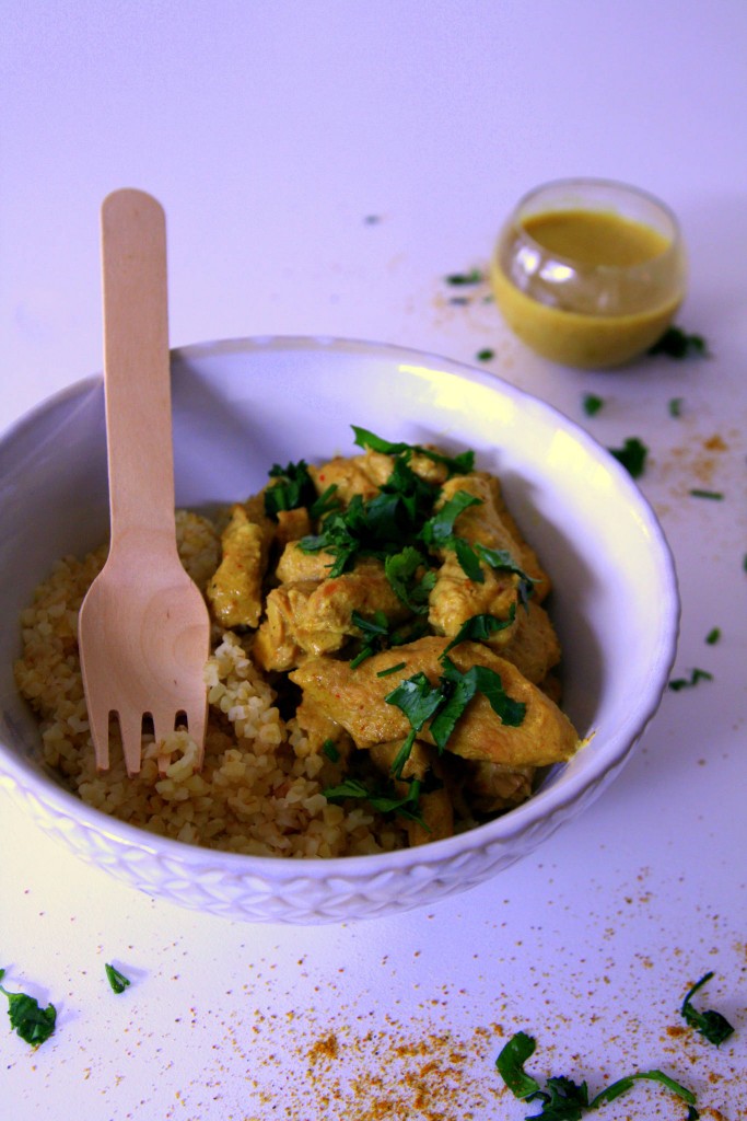 Emincé de dinde au curry et au lait de coco