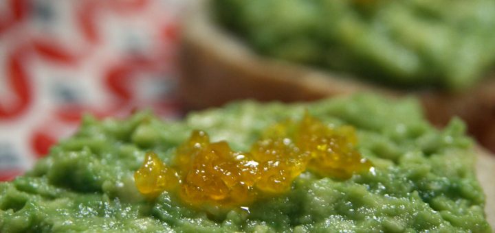 Tartine d'avocat, jaune d'oeuf confit au sel