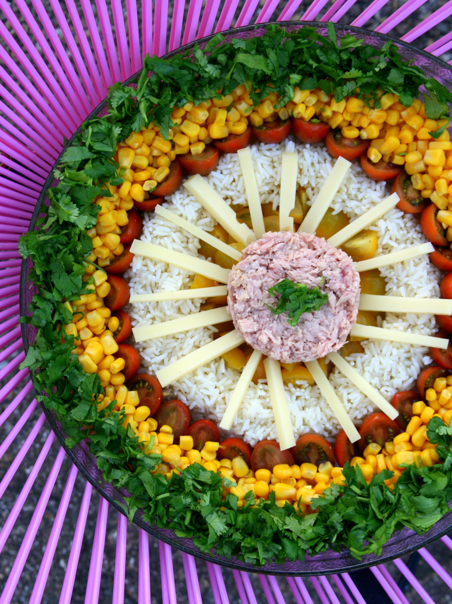 Une salade de riz comme un soleil