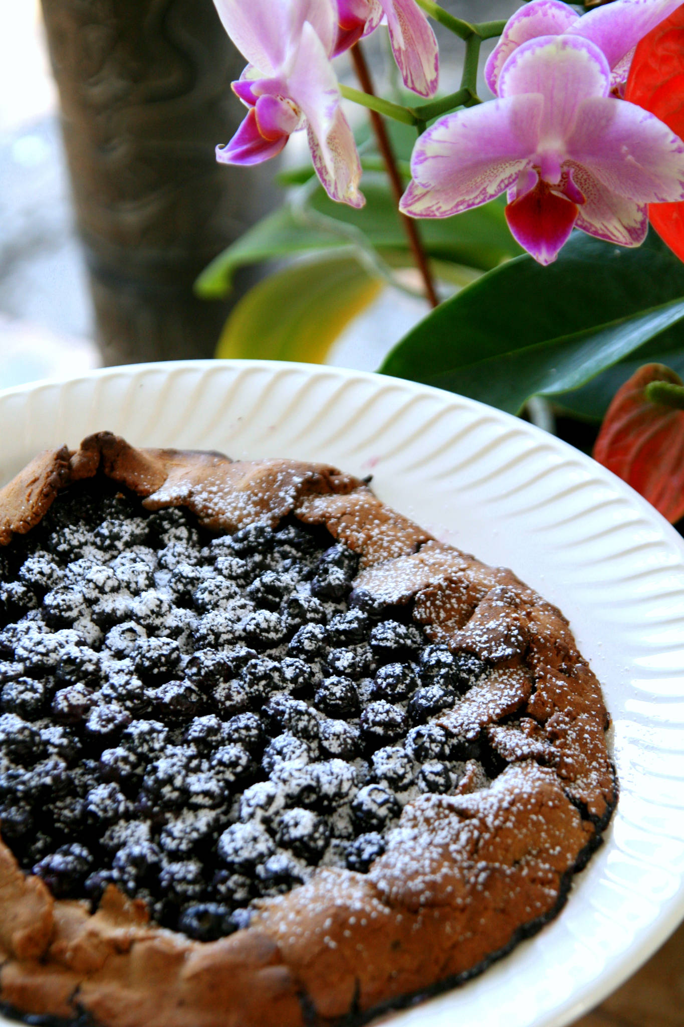 Tarte aux myrtilles et à la farine de châtaignes