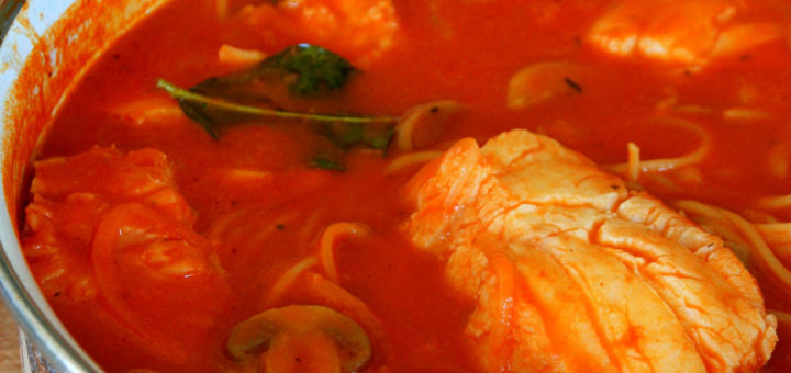 Curry de poisson aux spaghetti