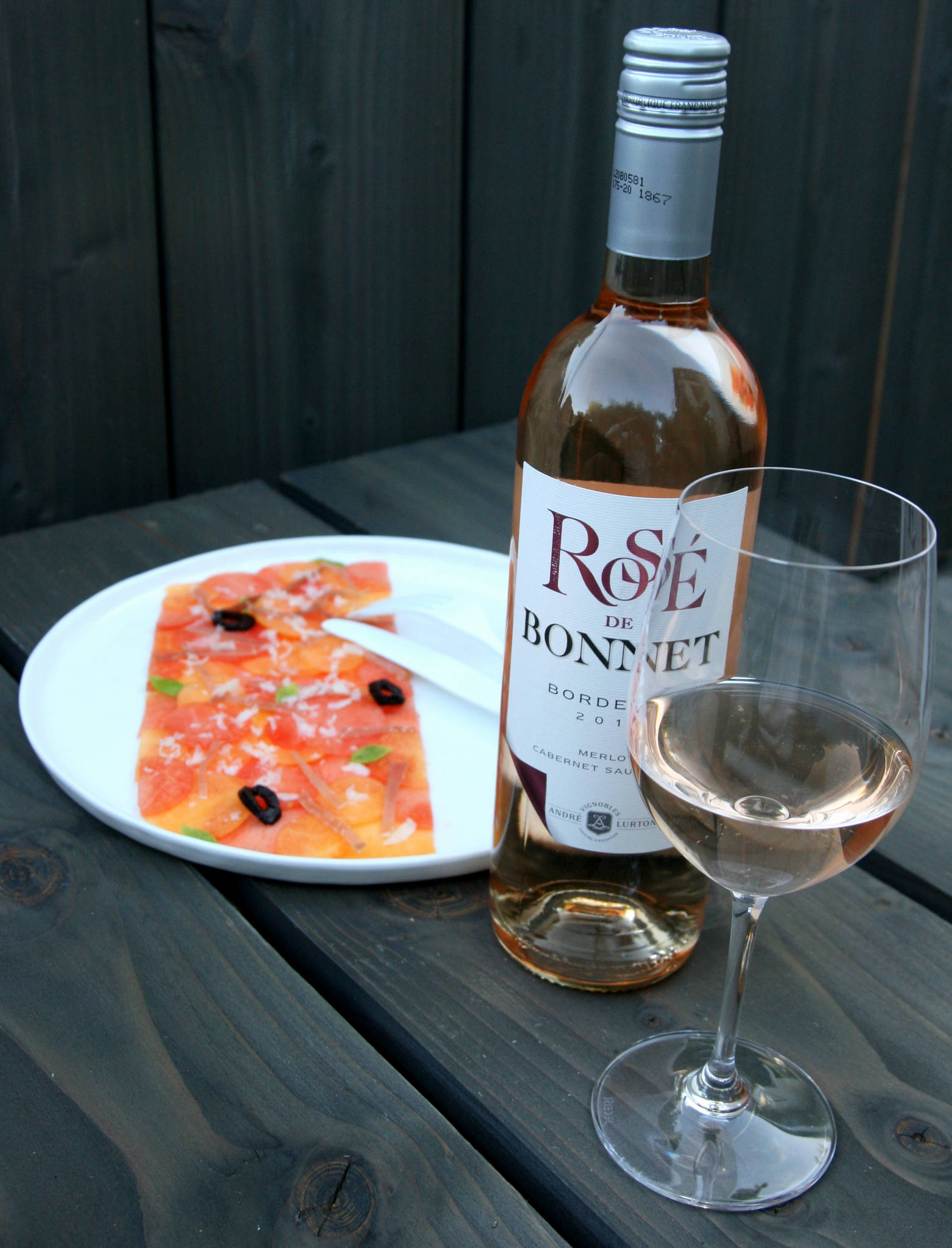 Carpaccio de pastèque et melon, Rosé de Bonnet