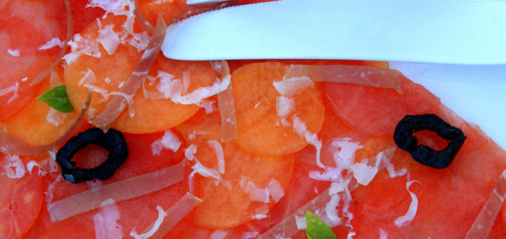 Carpaccio de pastèque et melon, Rosé de Bonnet