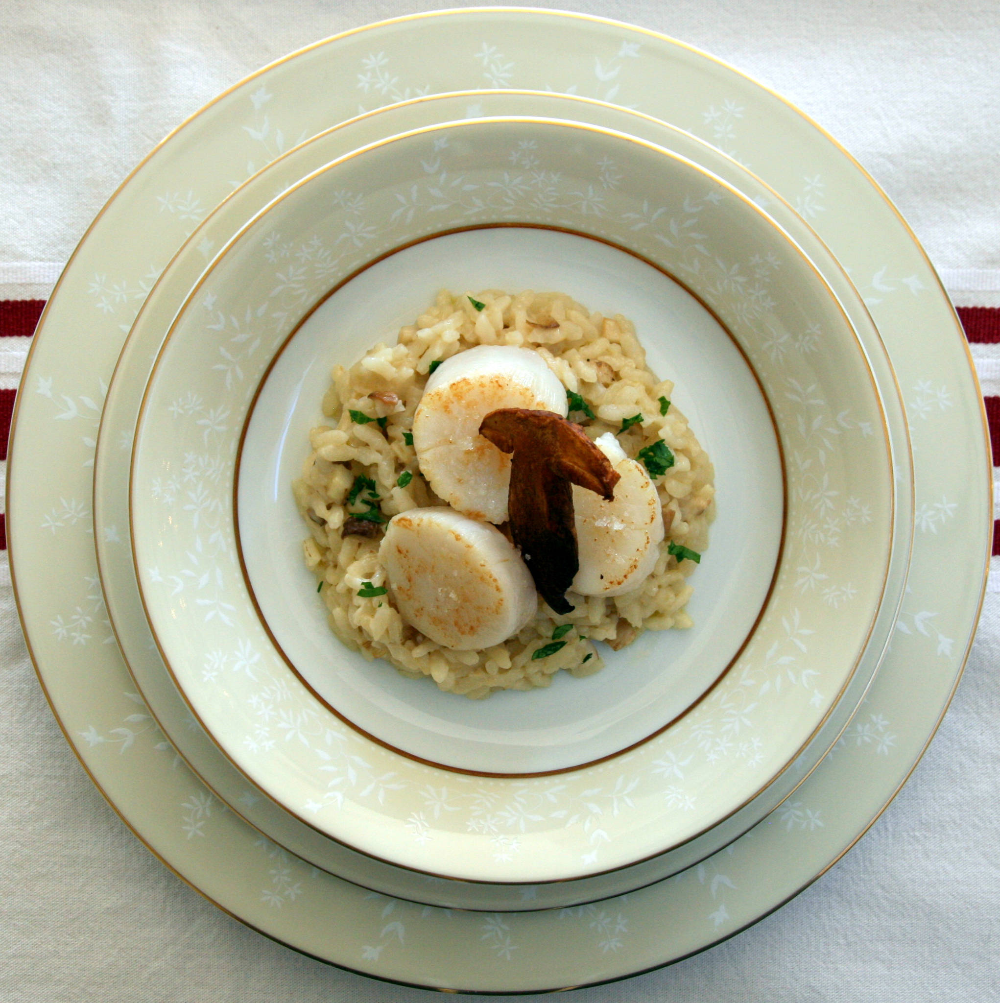 Saint-Jacques, risotto aux cèpes, Château Couhins-Lurton blanc 2016