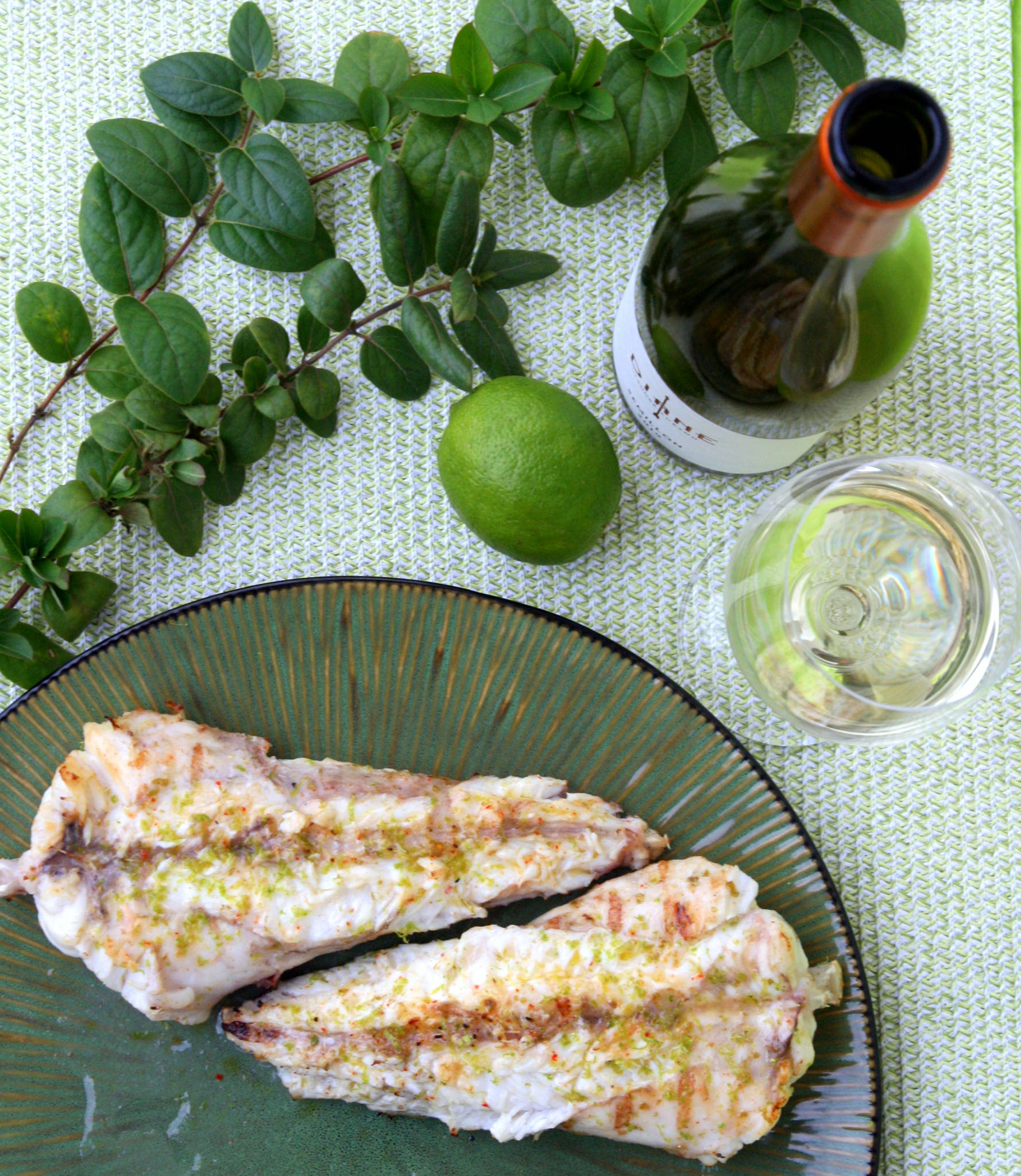 Queue de lotte grillée au citron vert, riz safrané, Diane Sémillon 2019