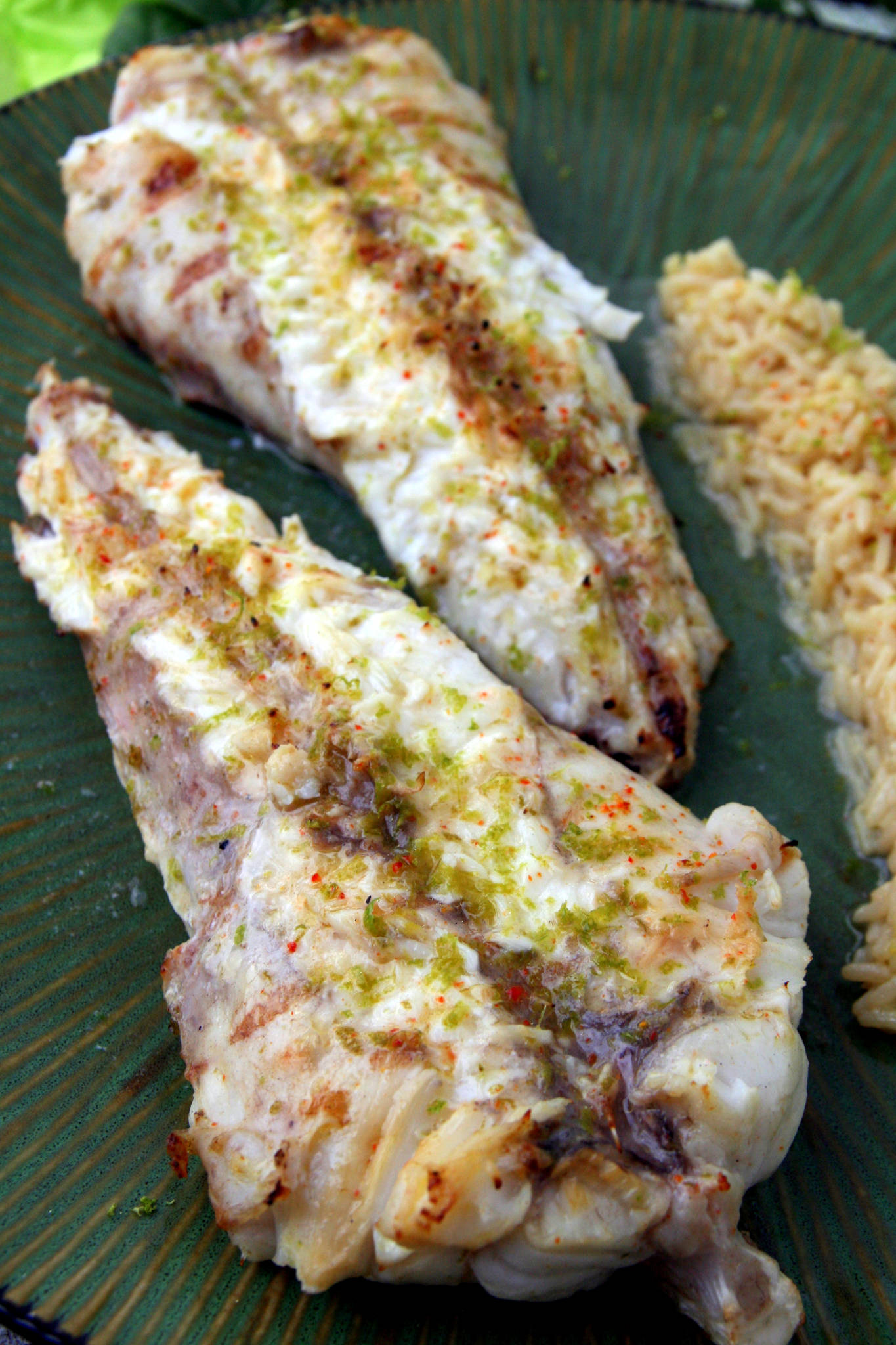 Queue de lotte grillée au citron vert, riz safrané, Diane Sémillon 2019