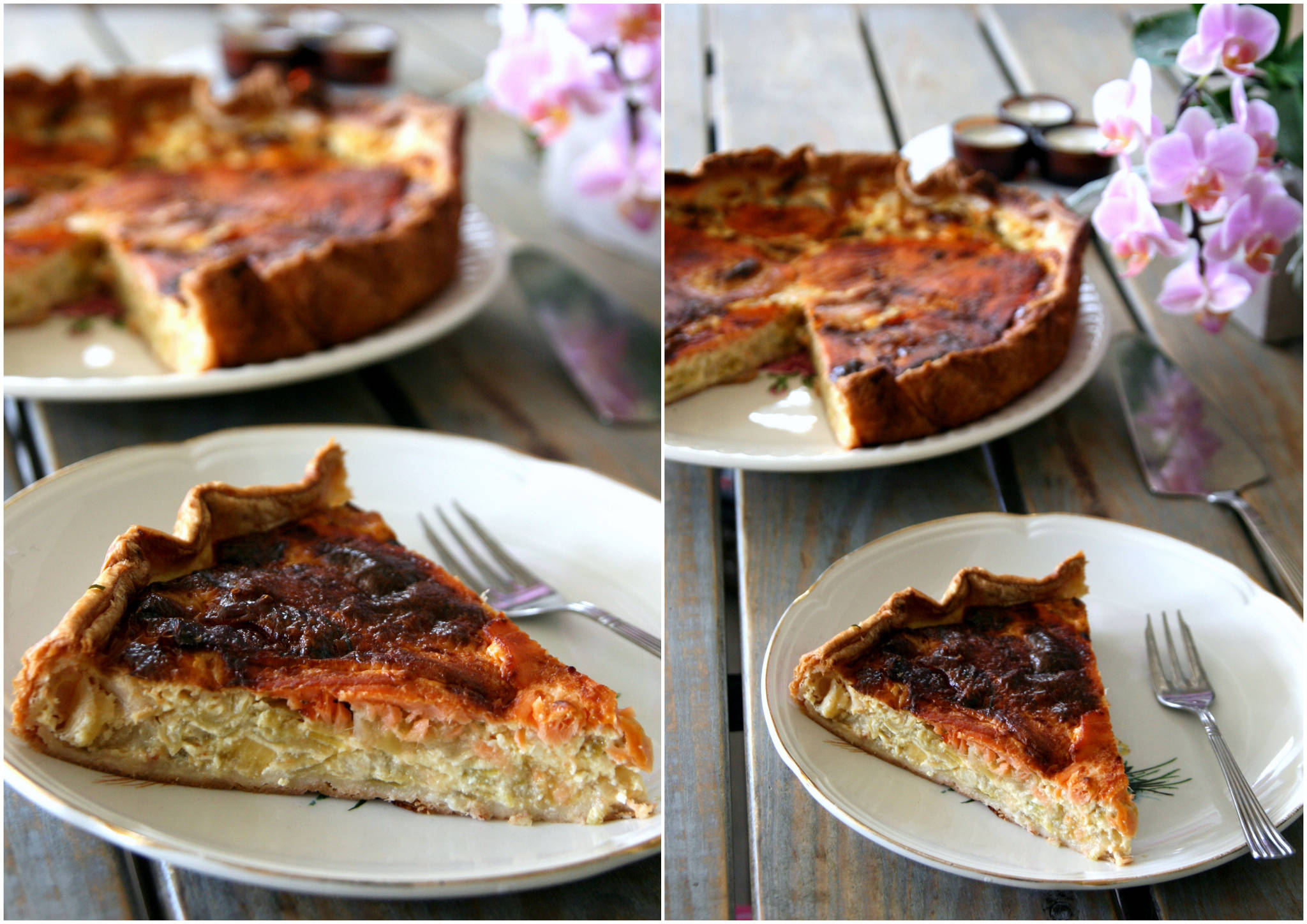 Tartatou aux poireaux et à la truite fumée