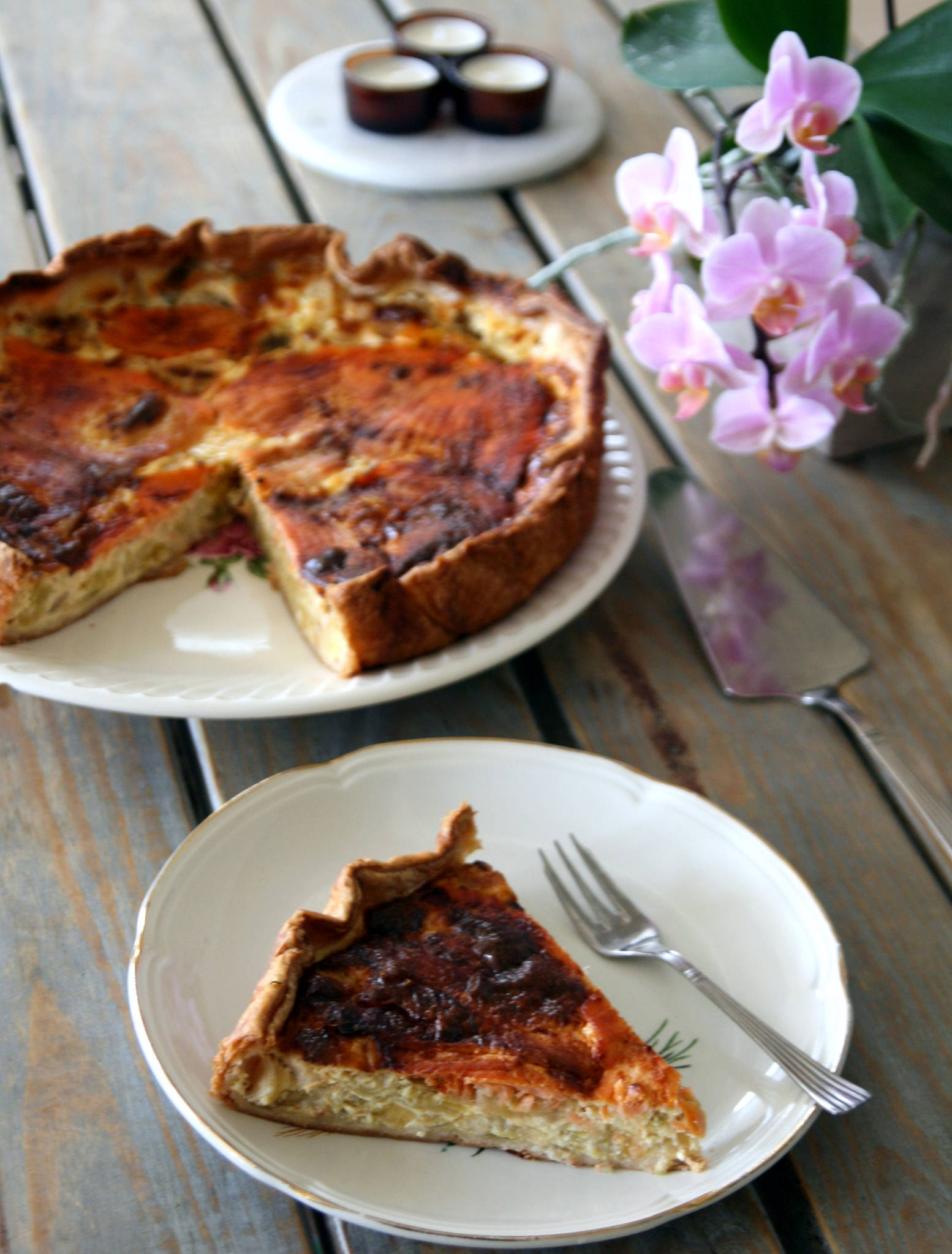 Tartatou aux poireaux et à la truite fumée