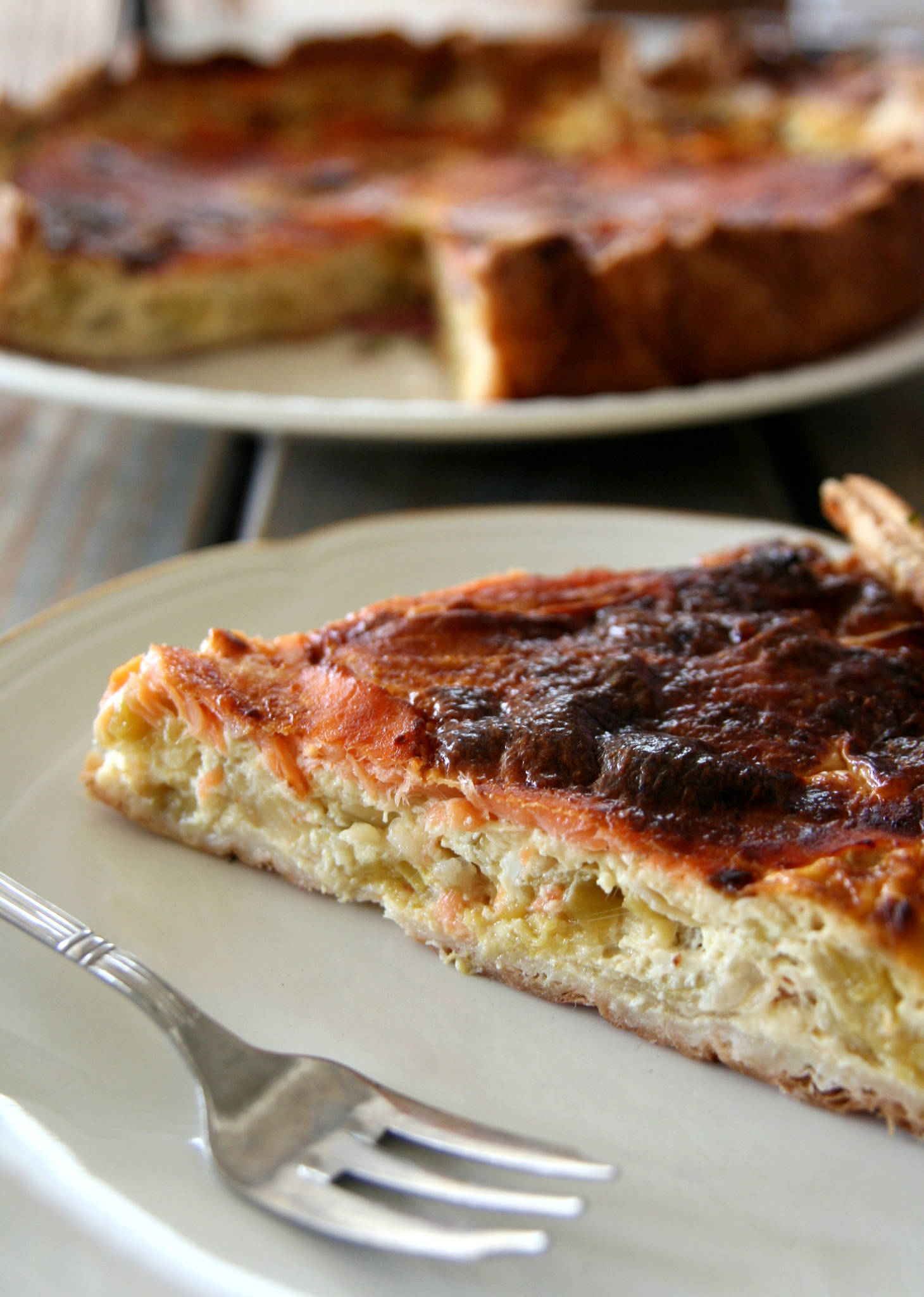 Tartatou aux poireaux et à la truite fumée