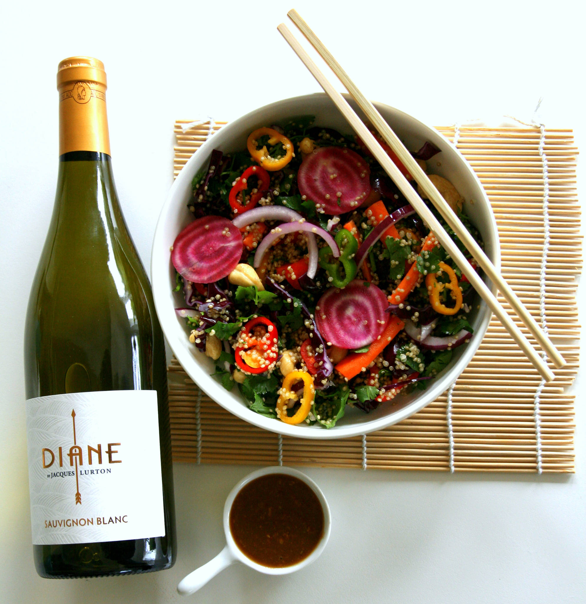 Salade de quinoa aux saveurs thaï, Diane Sauvignon blanc 2020