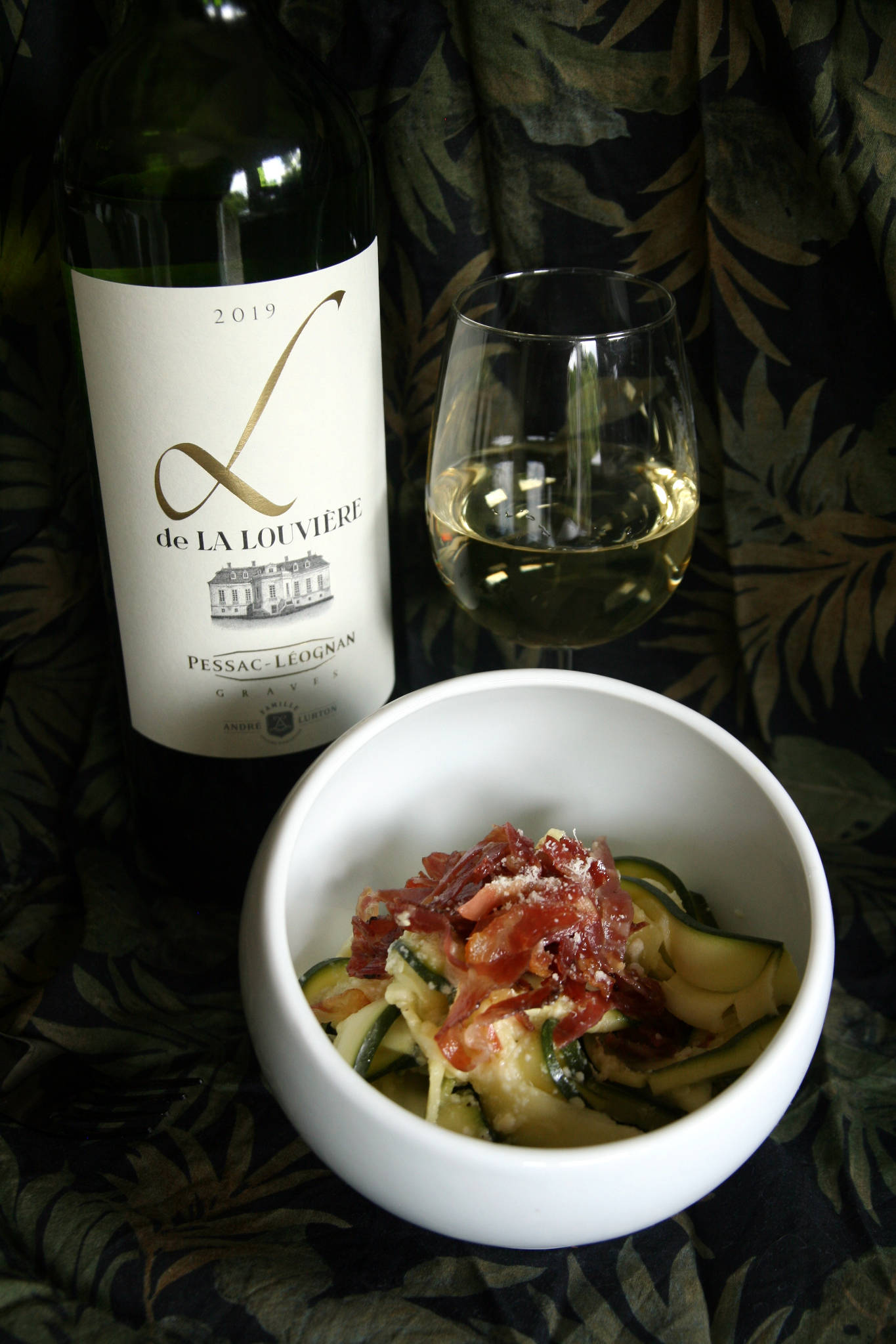 Tagliatelles de courgette à la carbonara, L de La Louvière blanc 2019