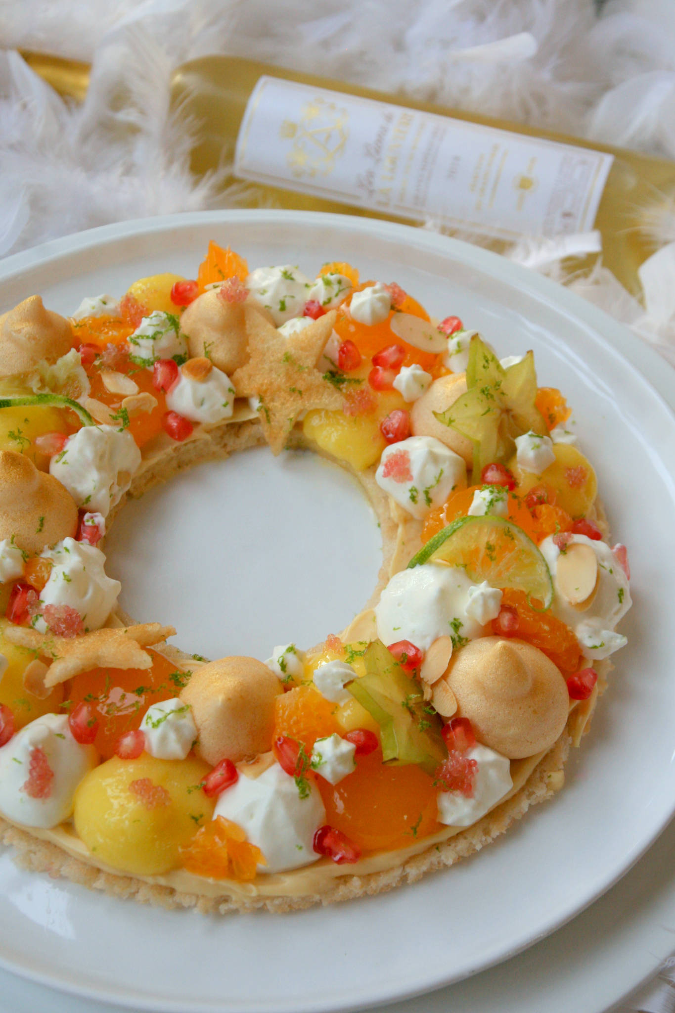 Couronne de Noël amandes et cerises (cake) - Empreinte Sucrée