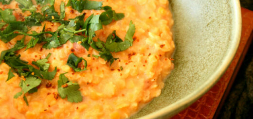 Dhal de lentilles corail, crème de coco, coriandre