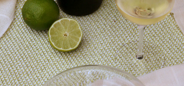 Crevettes coco & citron vert, Château de Rochemorin blanc 2021