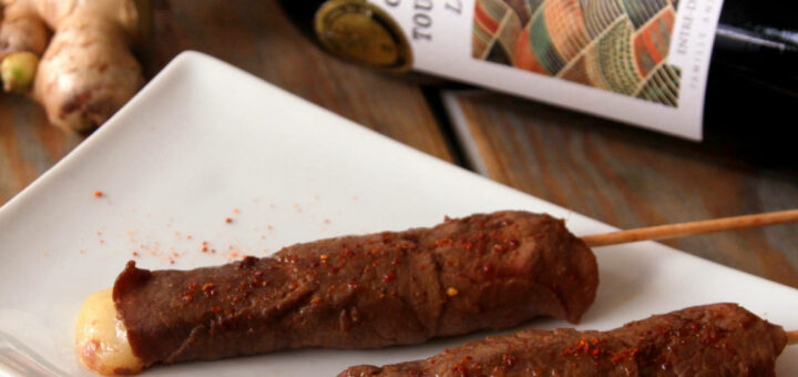 Yakitori bœuf & comté, marinade au gingembre