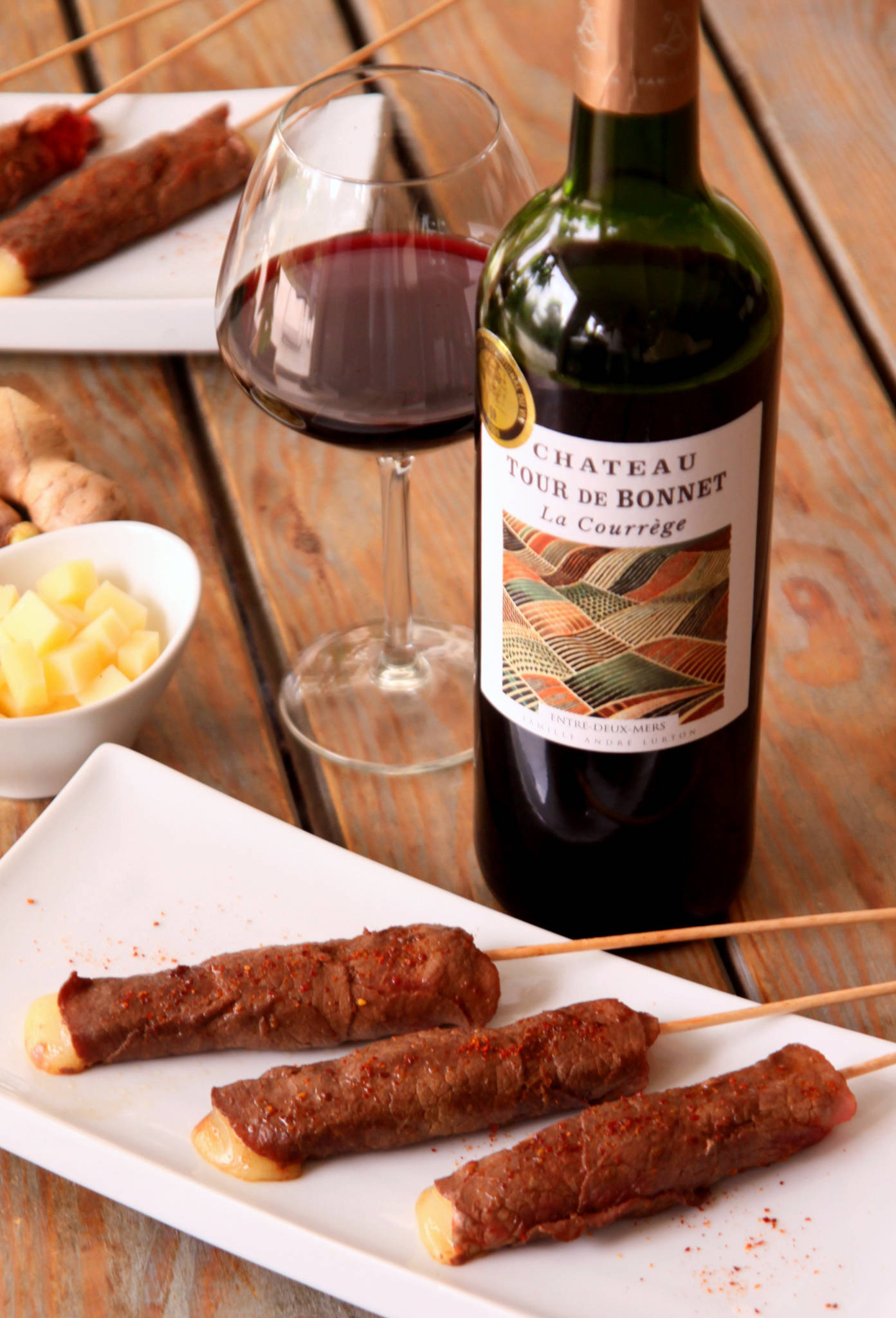 Yakitori bœuf & comté, marinade au gingembre