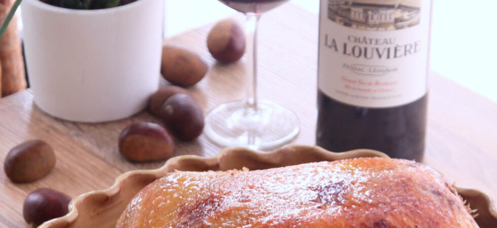 Canard rôti, patates douces & châtaignes, Château La Louvière rouge 2018