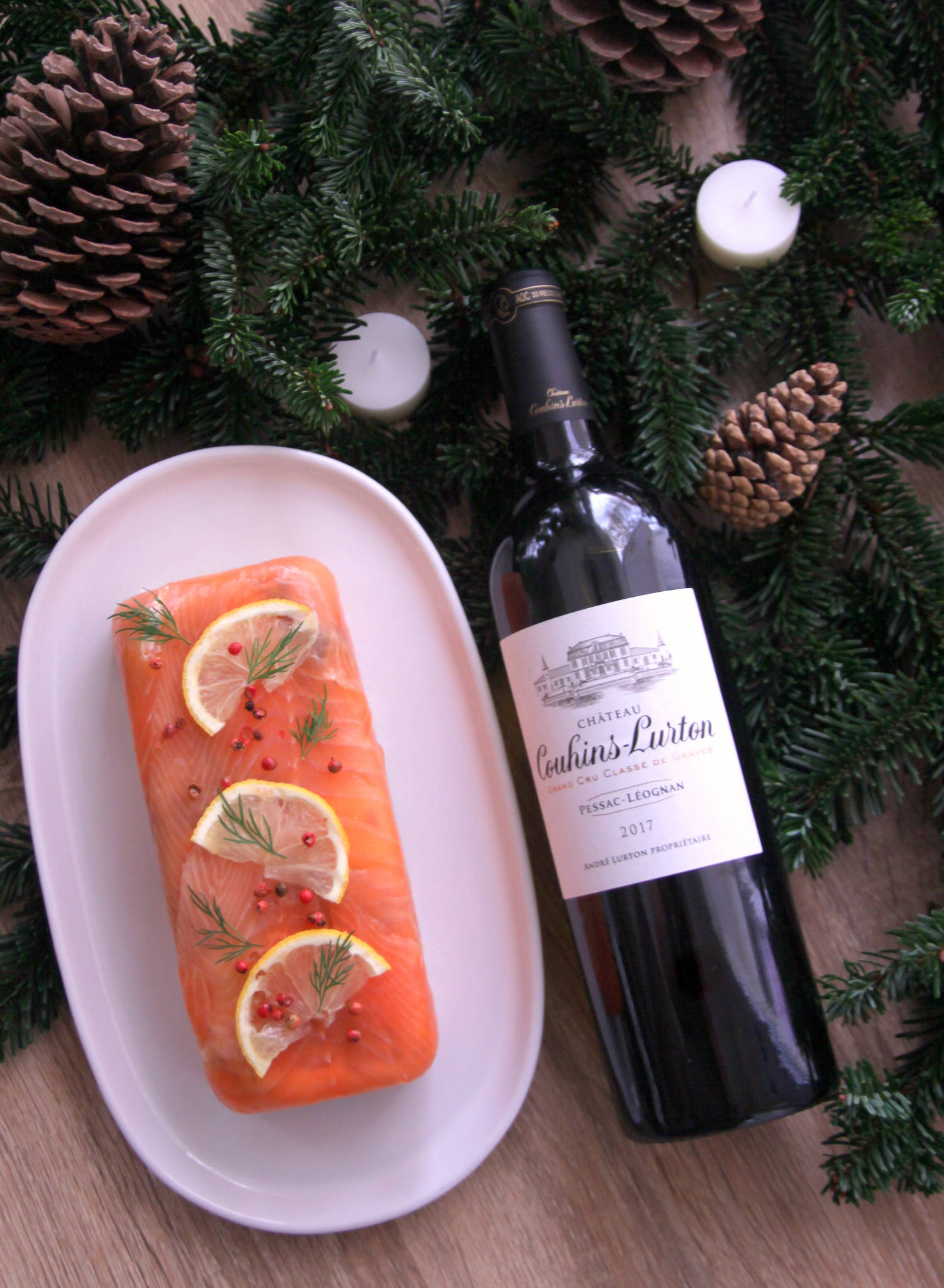 Terrine aux deux saumons, Château Couhins-Lurton blanc 2017