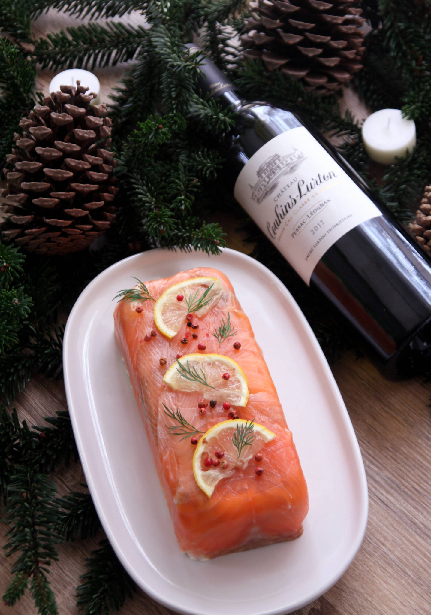 Terrine aux deux saumons, Château Couhins-Lurton blanc 2017