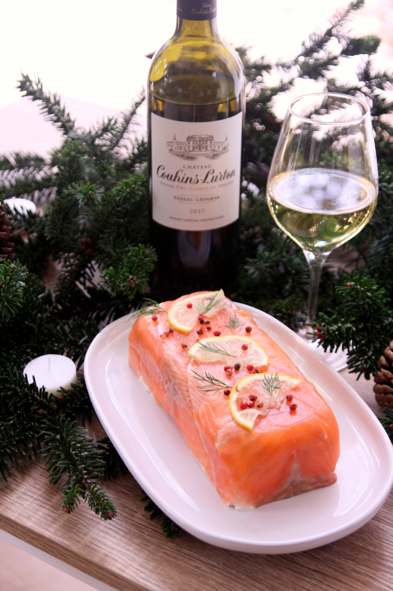 Terrine aux deux saumons, Château Couhins-Lurton blanc 2017