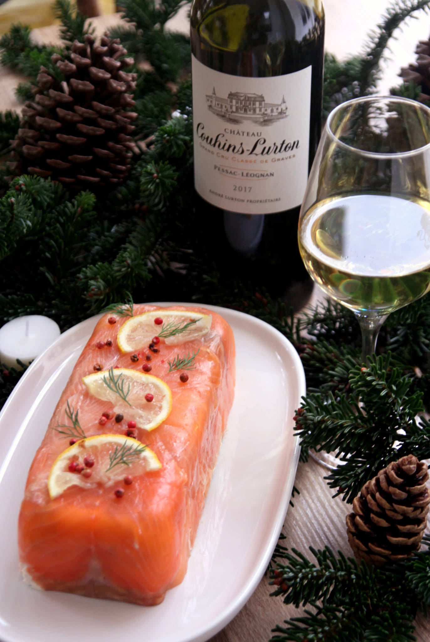 Terrine aux deux saumons, Château Couhins-Lurton blanc 2017