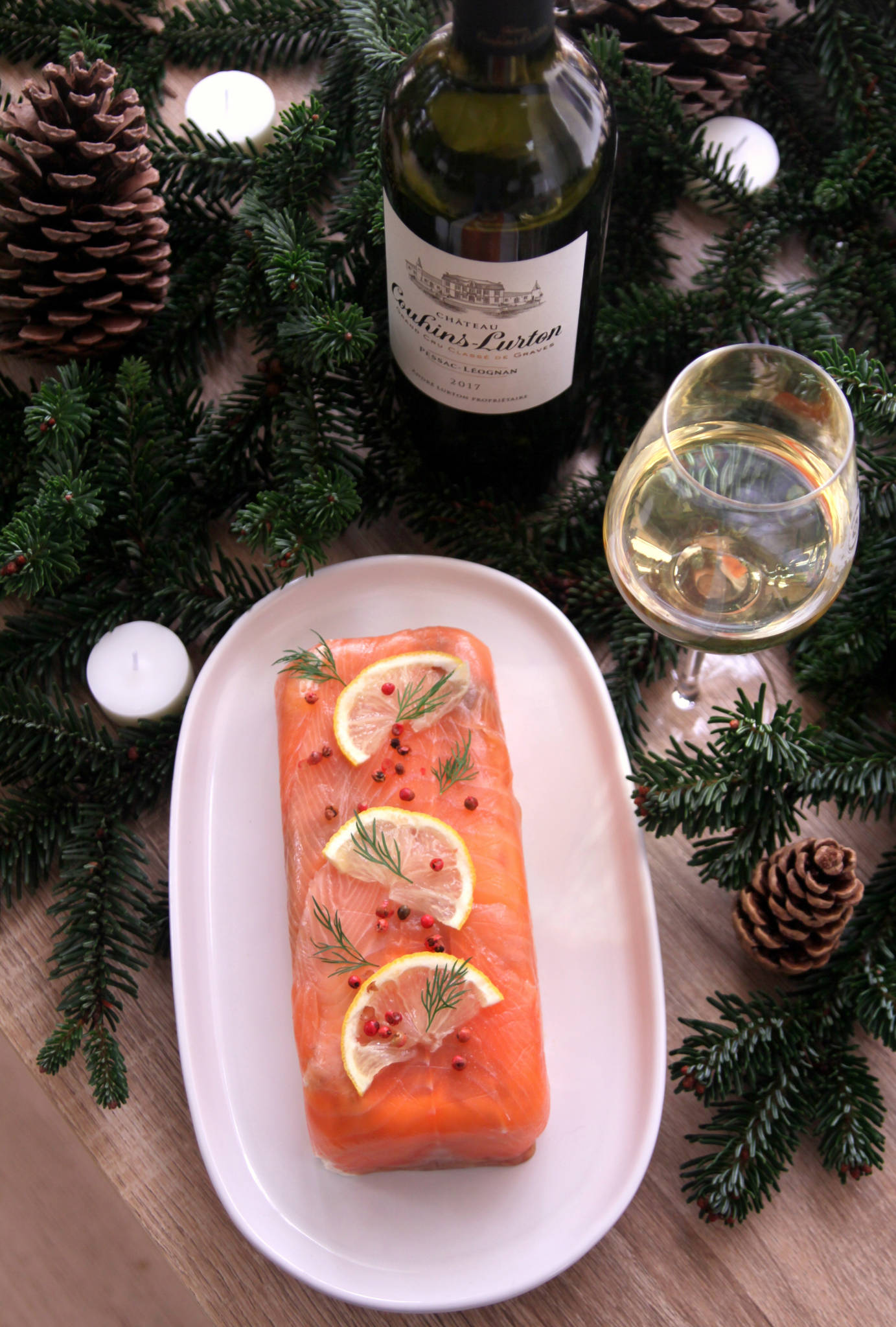 Terrine aux deux saumons, Château Couhins-Lurton blanc 2017