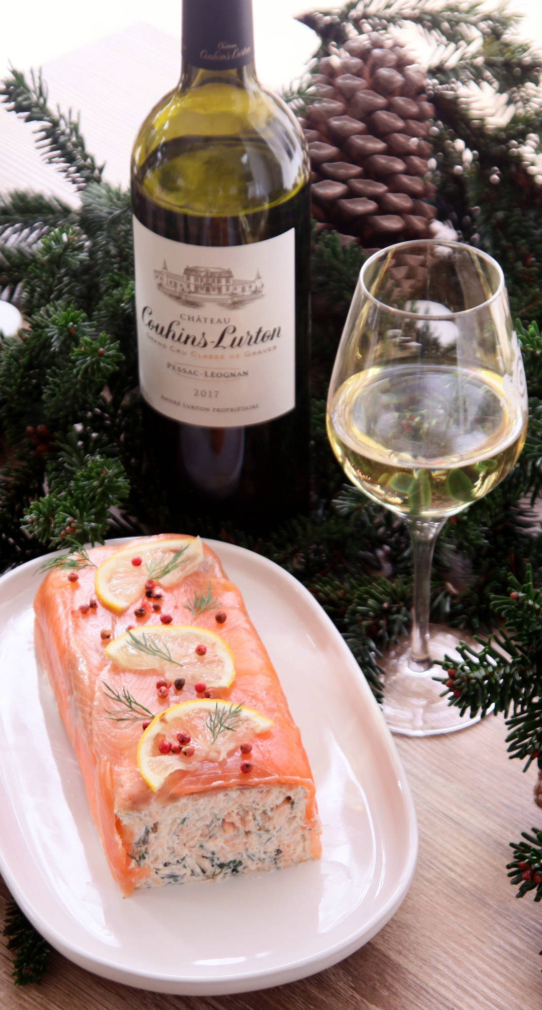 Terrine aux deux saumons, Château Couhins-Lurton blanc 2017