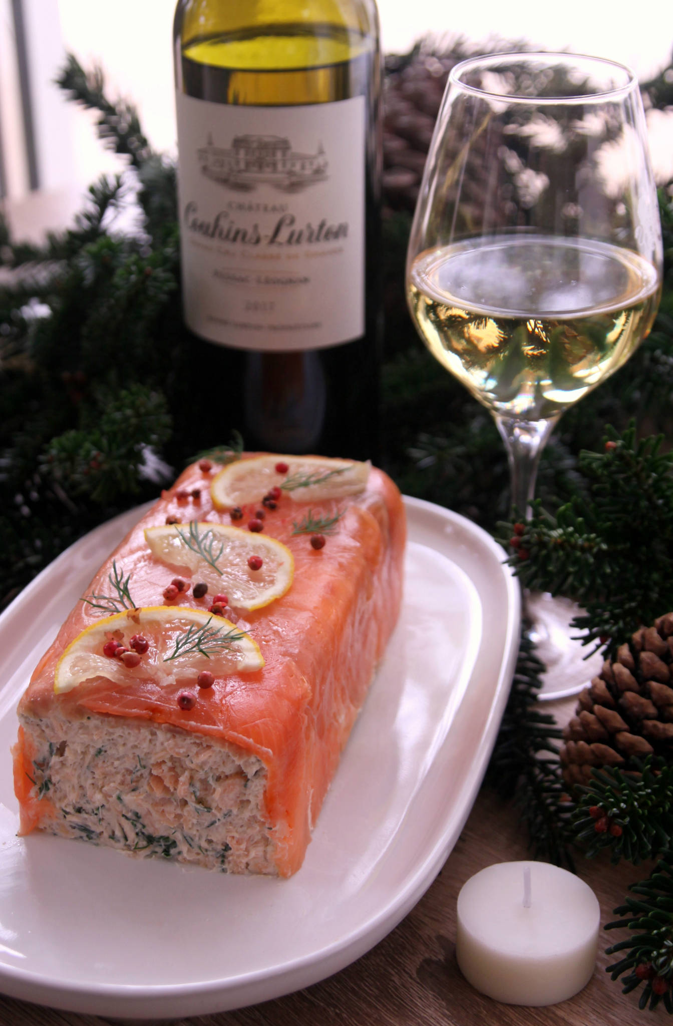 Terrine aux deux saumons, Château Couhins-Lurton blanc 2017